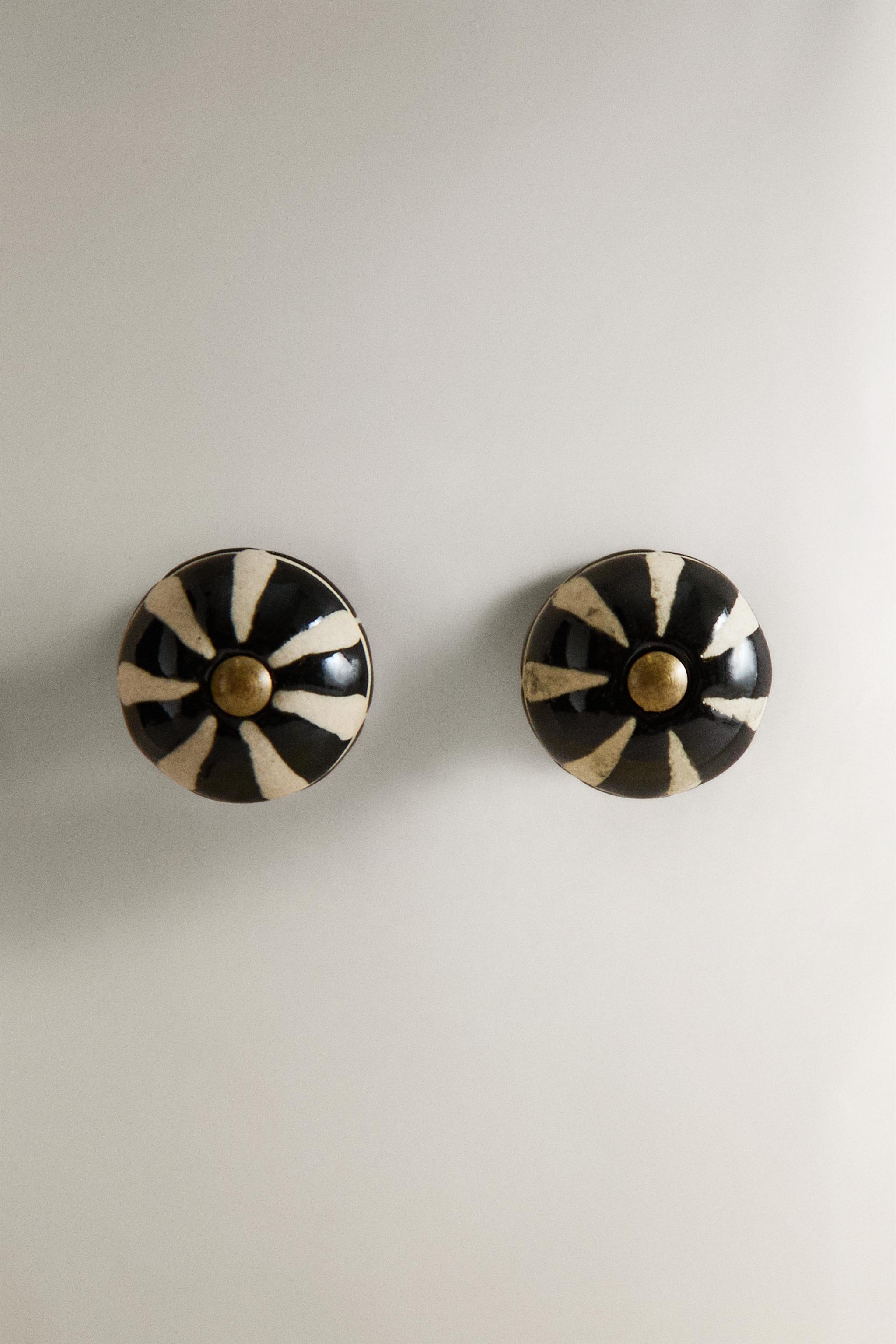 LOT DE BOUTONS MEUBLE CÉRAMIQUE RAYURES (LOT DE 2)