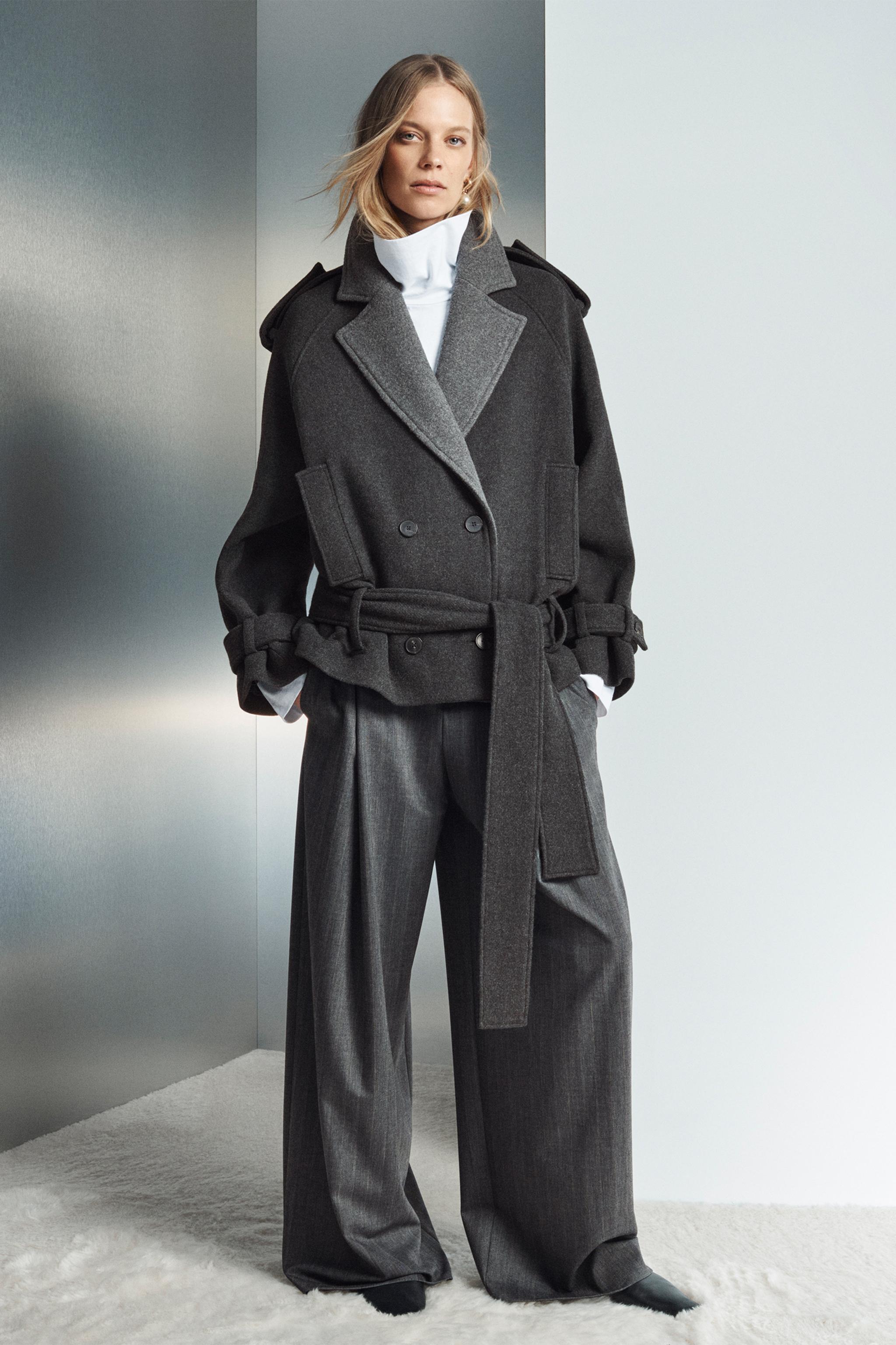 ZW COLLECTION WOOL BLEND WIDE LEG PANTS