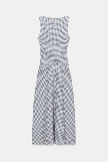 GINGHAM CHECK MIDI DRESS - Blue/White by Zara - Image 5