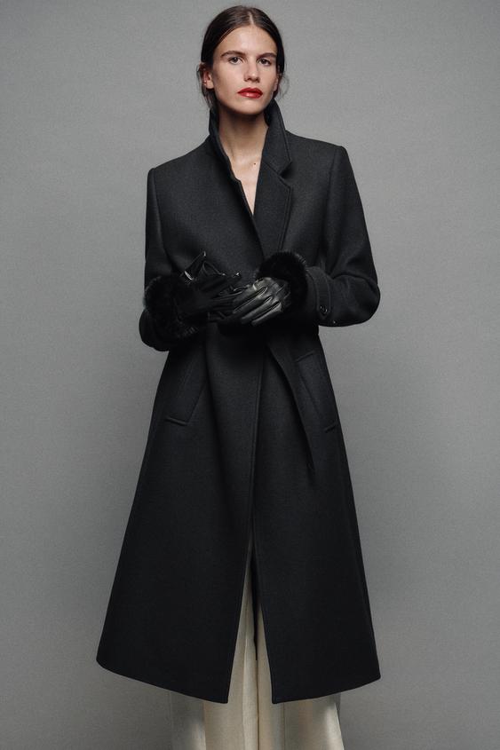 Zara FAUX LEATHER COMBINATION GLOVES - Black - Image 0