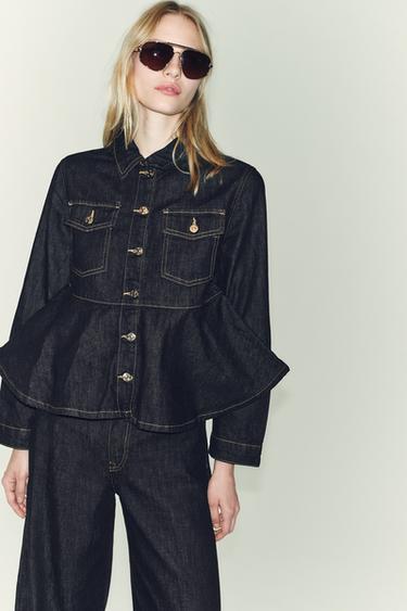 VESTE Z1975 EN DENIM PEPLUM - Bleu de Zara - Image 1