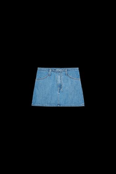 Zara TRF DENIM MINI SKIRT - Blue - Image 0