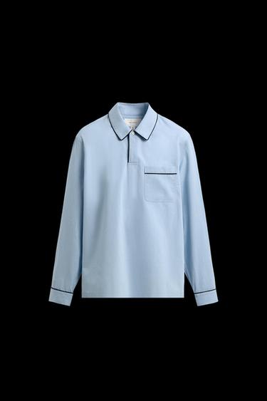 JACQUARD PYJAMA POLO SHIRT - Sky blue by Zara