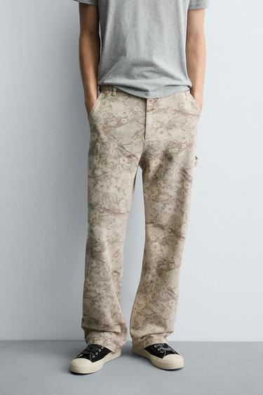 Zara ABSTRACT PRINT CARPENTER PANTS - 026