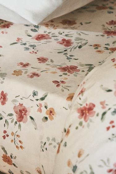 DRAP DE DESSUS PERCALE DE COTON FLORAL (200 FILS) - Blanc cassé de Zara - Image 4