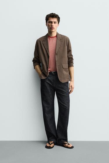 بليزر قطني RELAXED FIT - بني by Zara - Image 0