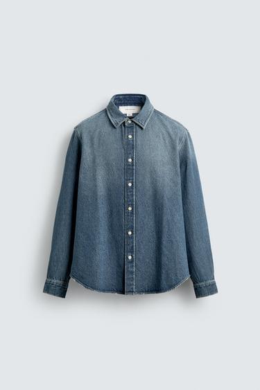 RELAXED FIT DENIM SHIRT - Mid-blue by Zara
