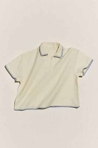 KIDS' STITCH BEACH POLO SHIRT - Cream by Zara