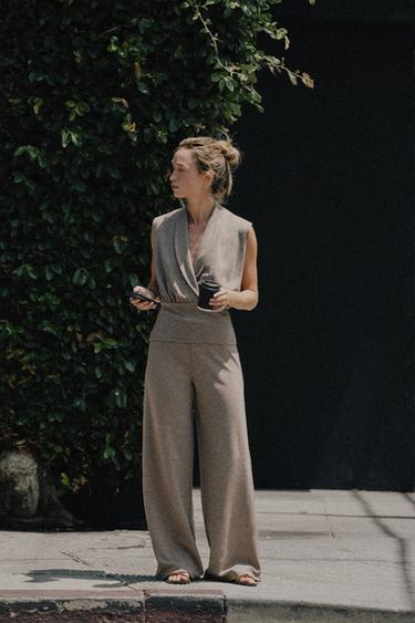 BASIC PIQUÉ TROUSERS - Light brown by Zara
