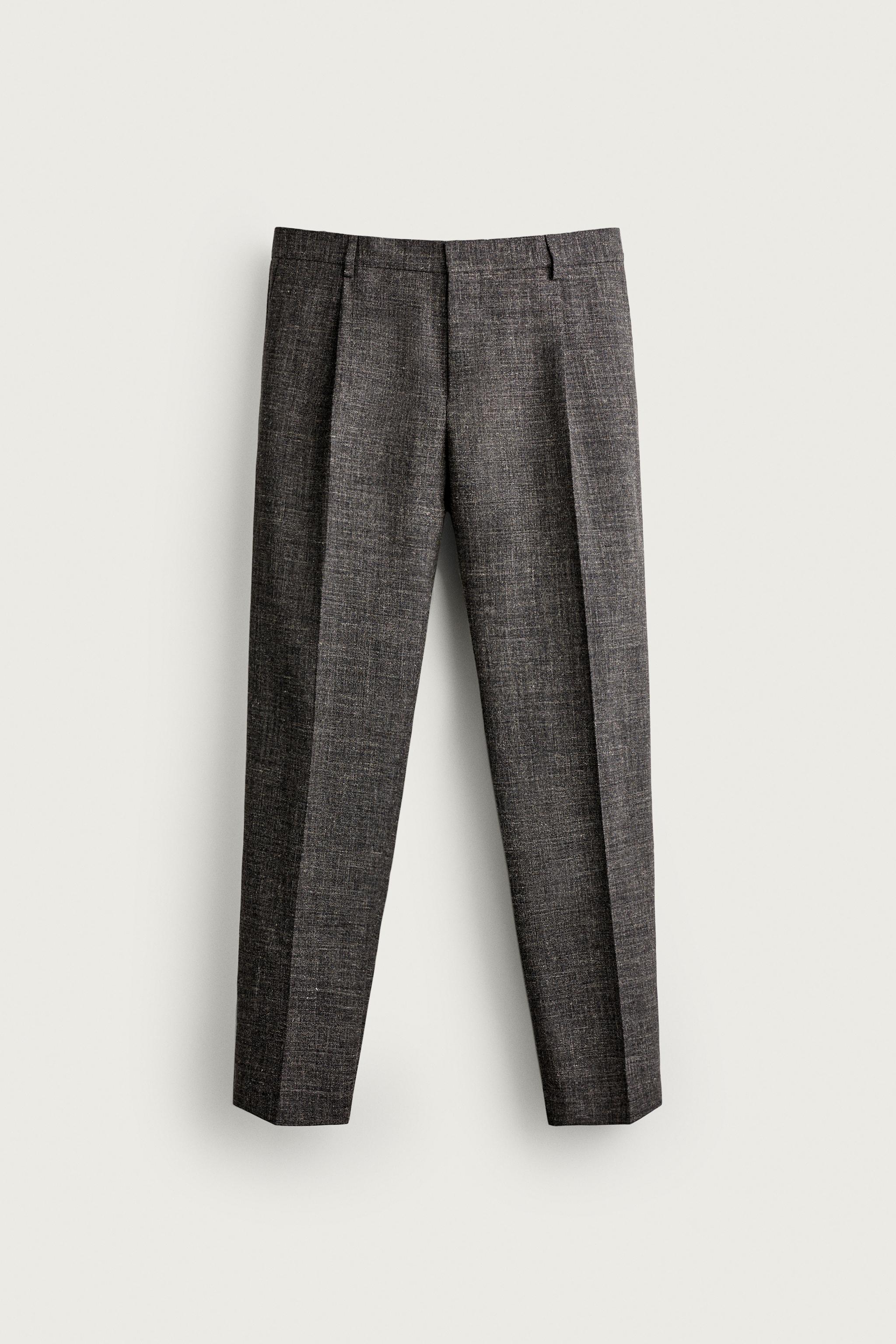 AARON LEVINE X ZARA WOOL-LINEN SUIT TROUSERS — Black