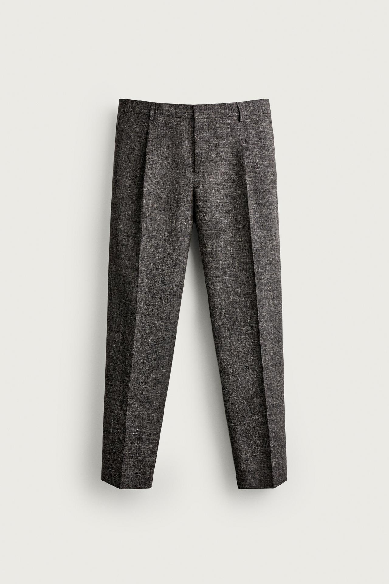 AARON LEVINE X ZARA WOOL-LINEN SUIT TROUSERS — Black