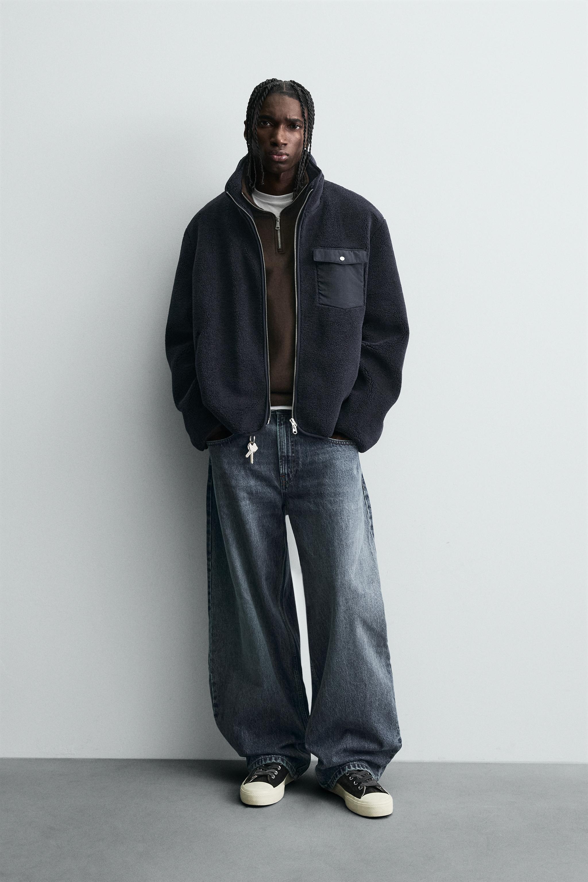 コントラストボアジャケット - ネイビーブルー | ZARA Japan / 日本