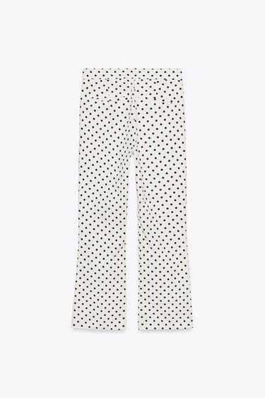 POLKA DOT MINI FLARE TROUSERS - Ecru / Black by Zara - Image 4