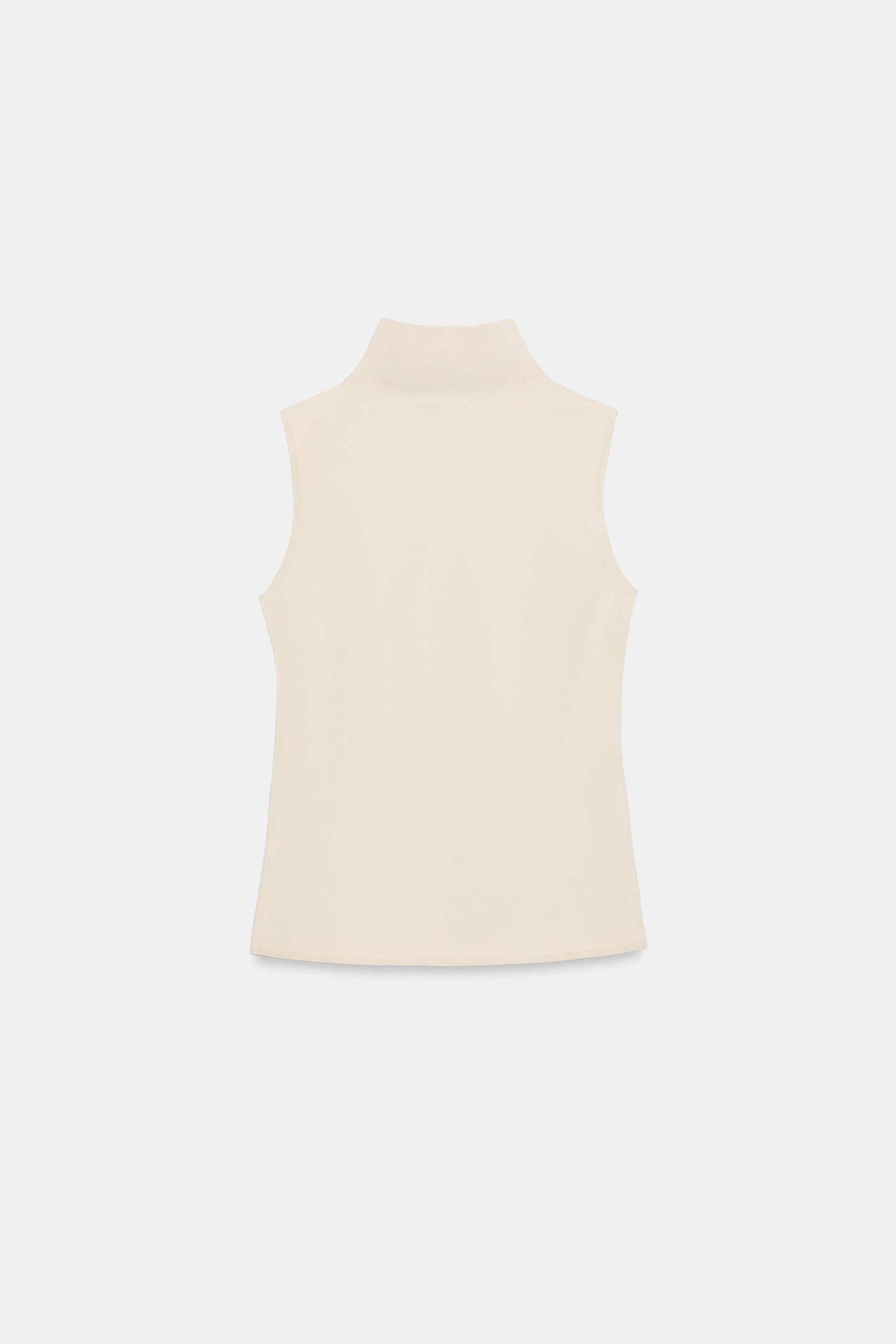 Женский топ Zara Mock-Neck Knit Top, цвет: Экрю — фото 3