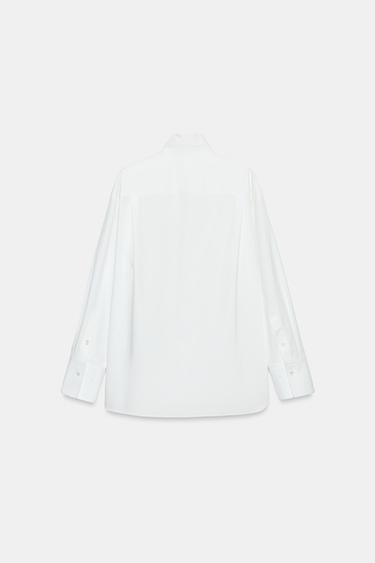 ZW COLLECTION BUTTONED POPLIN SHIRT - White by Zara - Image 7