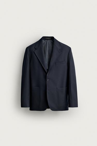 ШЕРСТЯНОЙ БЛЕЙЗЕР RELAXED FIT — МОРСКОЙ ТЕМНО-СИНИЙ от Zara