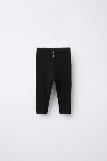 Zaras RIBBLEGGINGS MED KNAPPAR - Svart