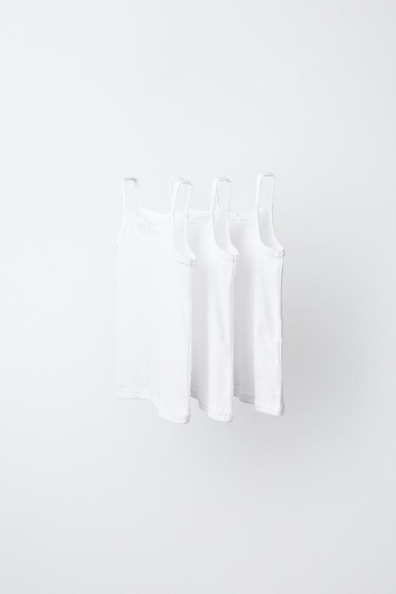 3-PACK OF STRAPPY TOPS - Սպիտակ Zara-ից - Նկար 0