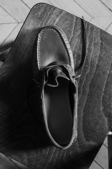 SAPATO NÁUTICO DE COURO - Marrom da Zara