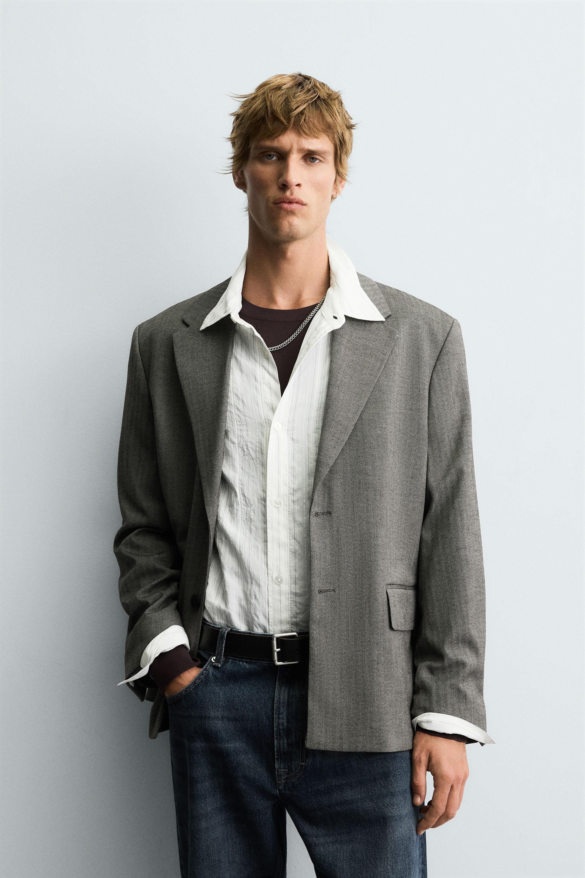 イタリア製 ブラウン ヘリンボーンブレザー ヘリンボーンスーツブレザー - ゴールデンブラウン | ZARA Japan
