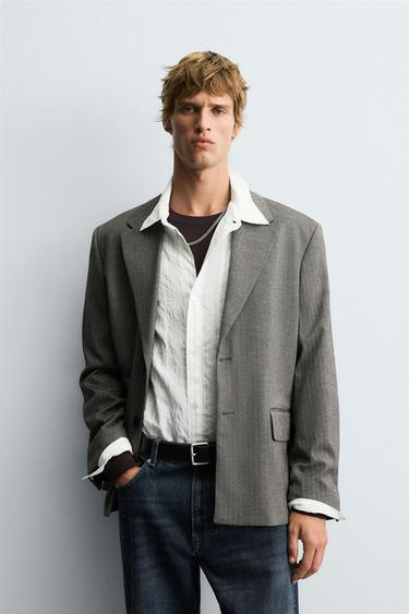 BLAZER COSTUME À CHEVRONS - Marron clair de Zara