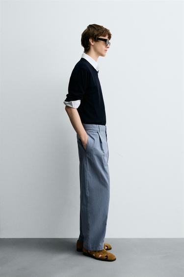 PLEATED BALLOON FIT TROUSERS - Grey / Blue by Zara - Image 3