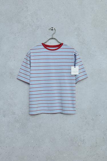 STORIESZ - WASHED EFFECT CONTRAST NECK T-SHIRT — Sky blue 1