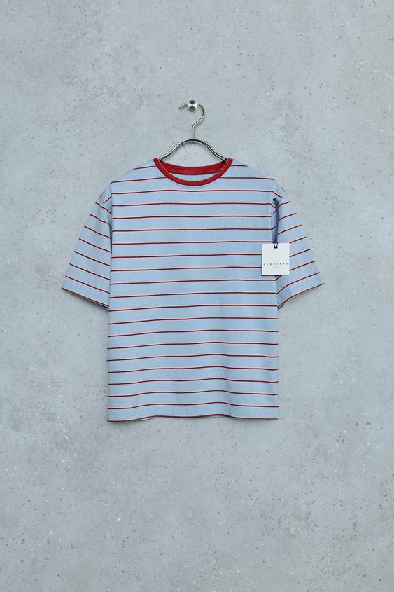 STORIESZ - CAMISETA EFECTO LAVADO CUELLO CONTRASTE - Celeste de Zara - Imagen 0