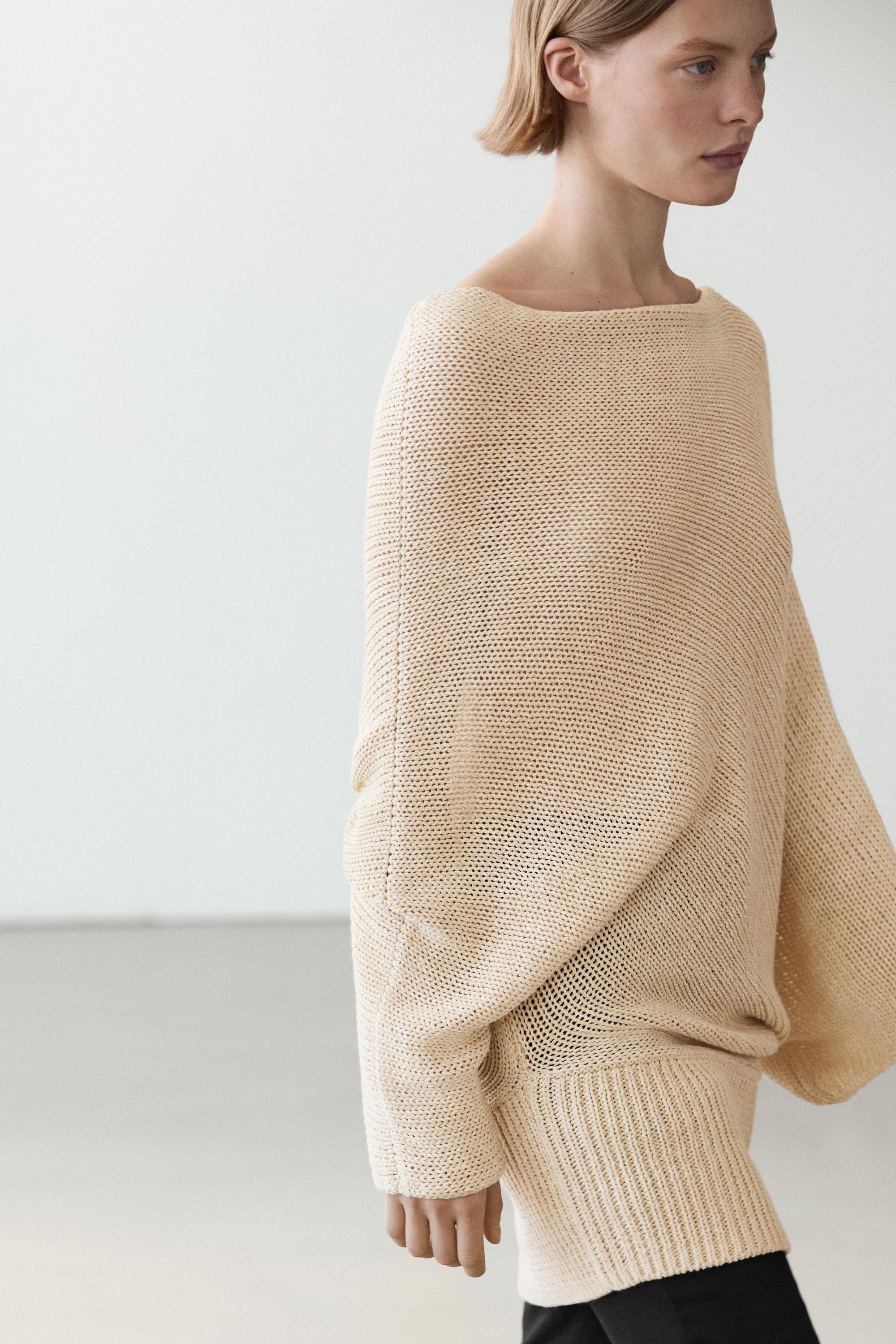 Pull oversize asymétrique en coton et lin