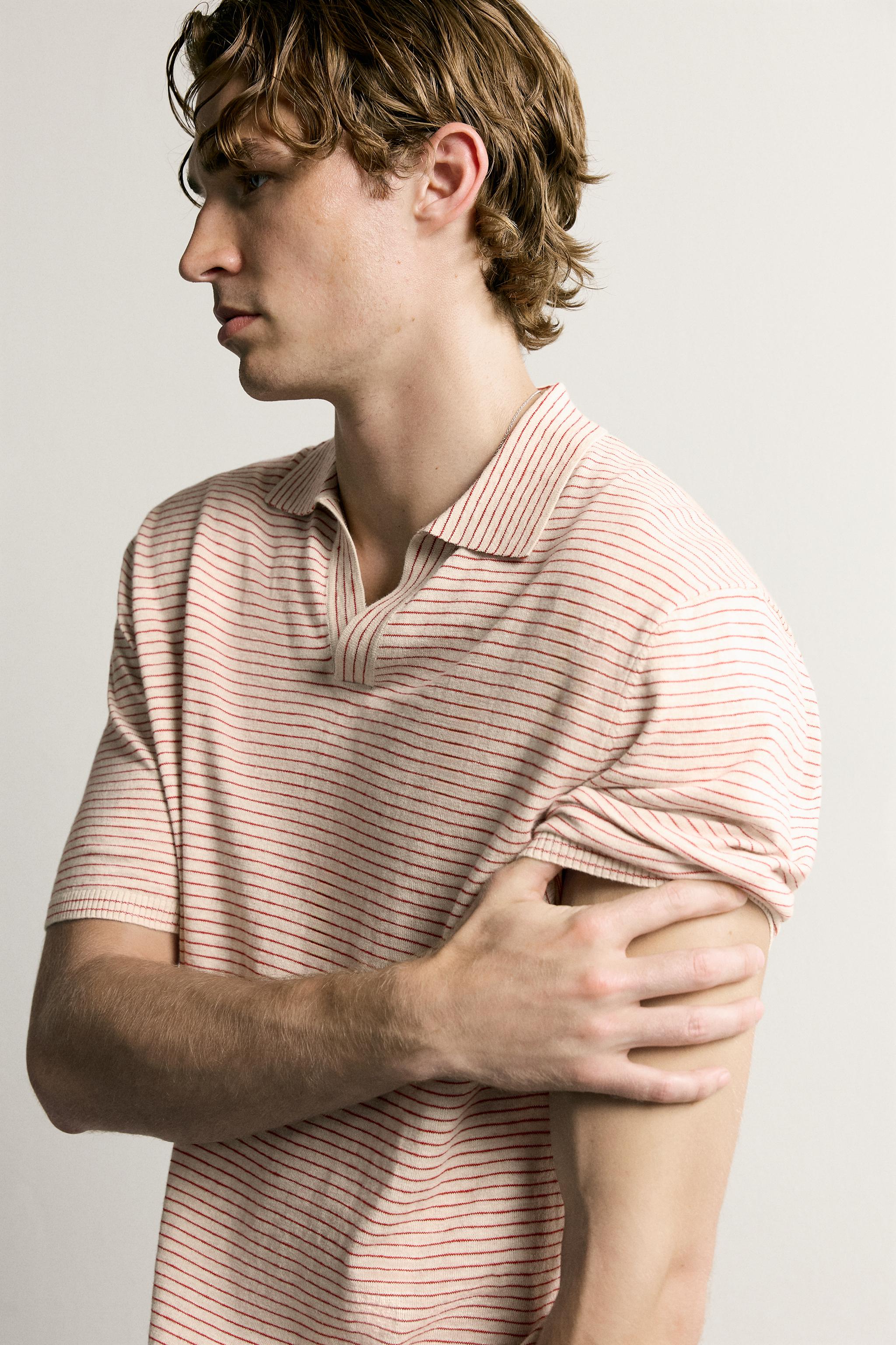 STRIPED JACQUARD KNIT POLO