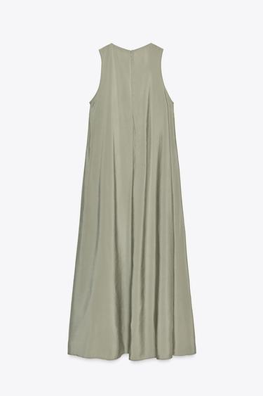 ROBE MI-LONGUE FLUIDE À VOLUME - Kaki de Zara - Image 7