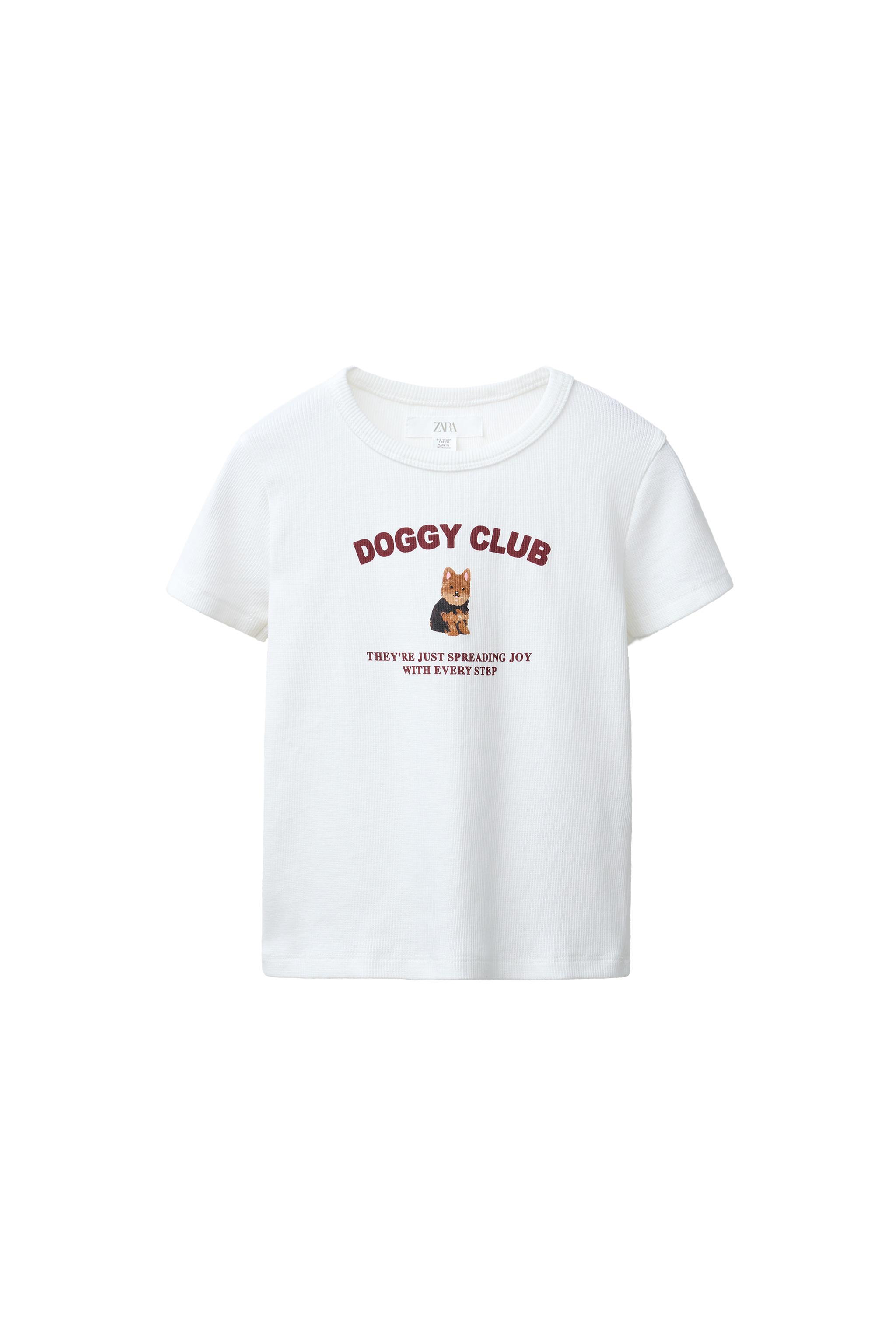 犬柄リブTシャツ - ホワイト | ZARA Japan / 日本