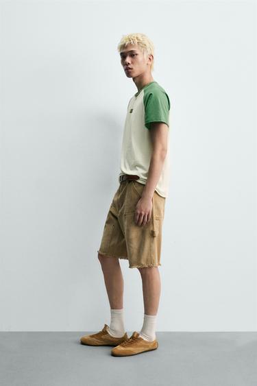 T-SHIRT COLOR BLOCK IMPRIMÉ BRÉSIL - Vert / Écru de Zara - Image 3