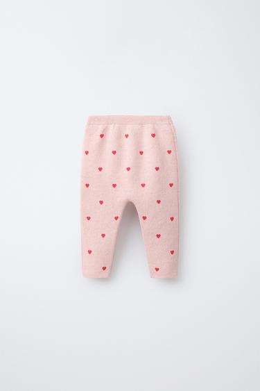 HEART PRINT KNIT TROUSERS - Pink by Zara - Image 1