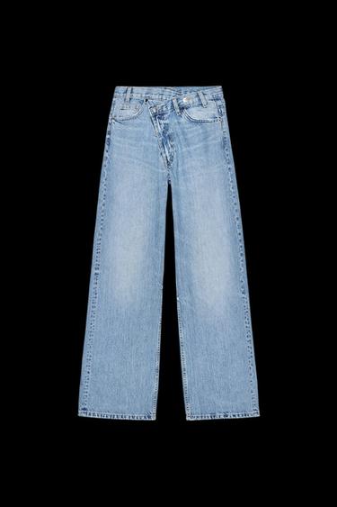 TRF HIGH-WAIST WIDE LEG CROSSOVER JEANS - Light blue by Zara - Image 0