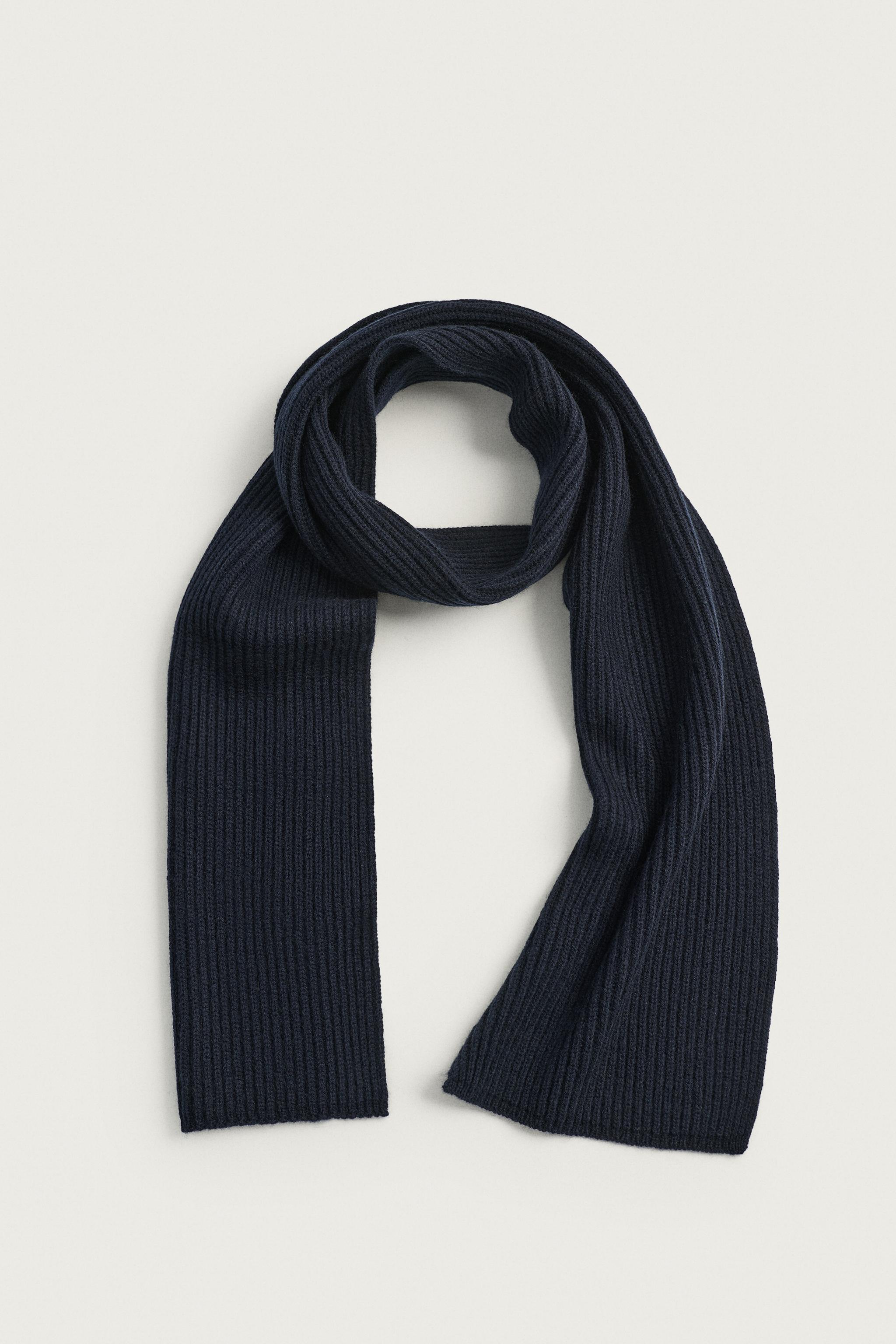 ウールブレンド ニットマフラー - ダークネイビーブルー | ZARA Japan