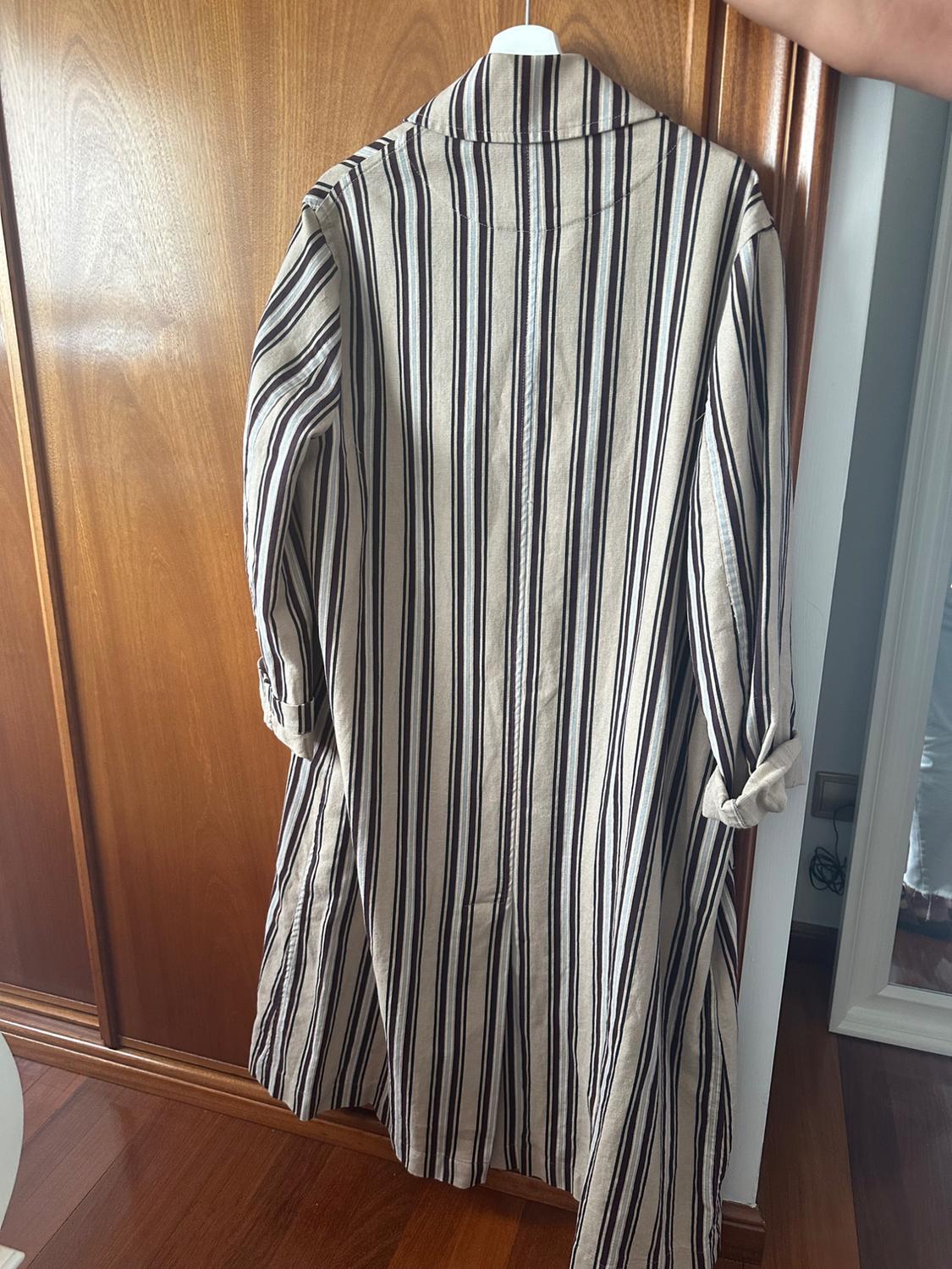 LIMITED EDITION STRIPED COTTON/LINEN TRENCH COAT - Image 2