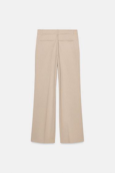 PINSTRIPE STRAIGHT-LEG TROUSERS - Beige by Zara - Image 6