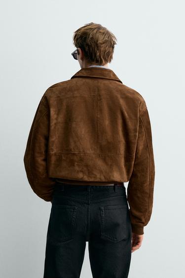 VESTE COURTE COUPE EN CUIR DAIM AARON LEVINE X ZARA - Tabac de Zara - Image 2