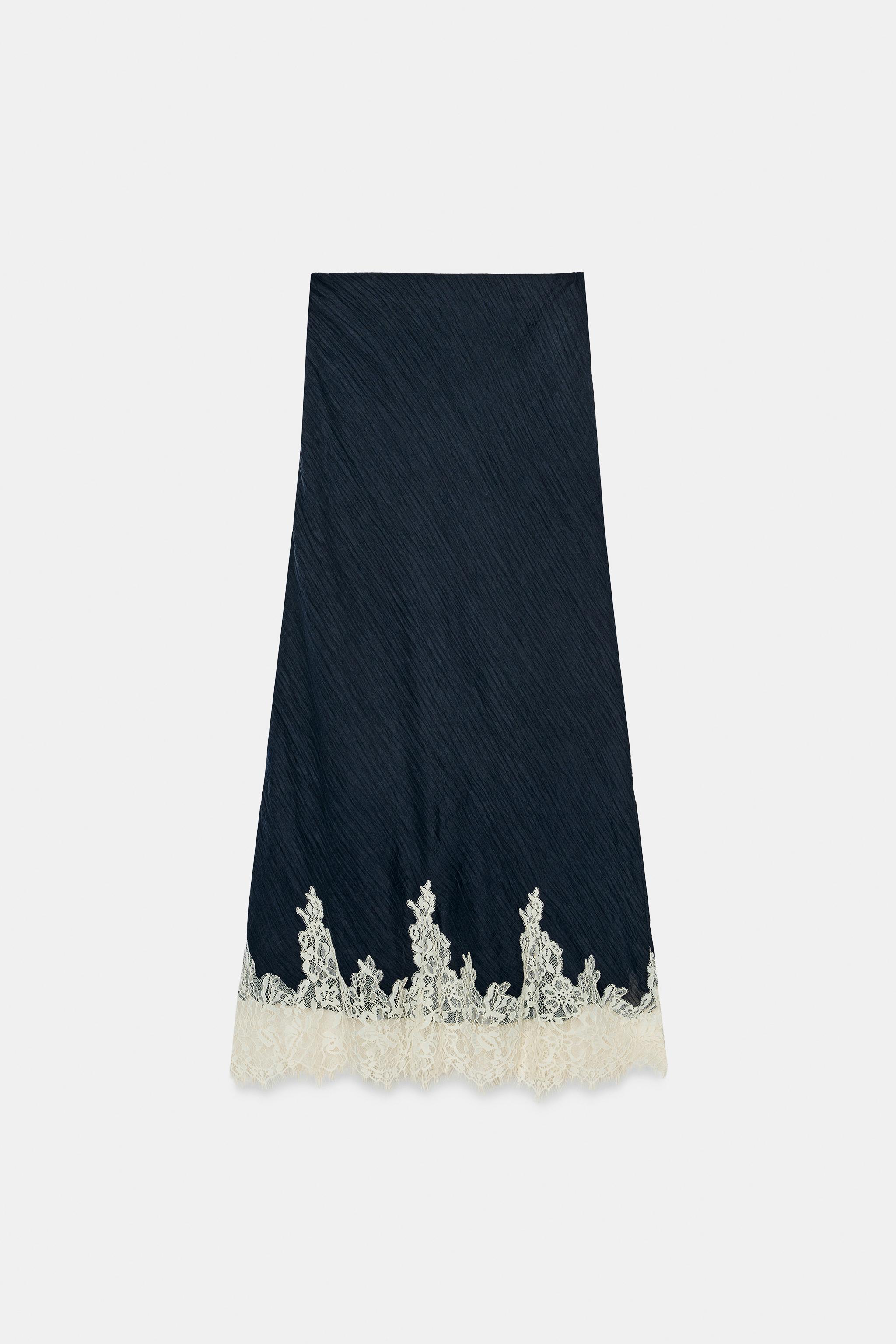 Женские юбки Zara LACE TRIM MIDI SKIRT — фото 6