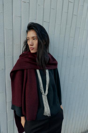 FINE KNIT SCARF - Burgundy by Zara - Image 1
