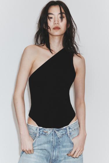 Zara ASYMMETRIC BODYSUIT - Black