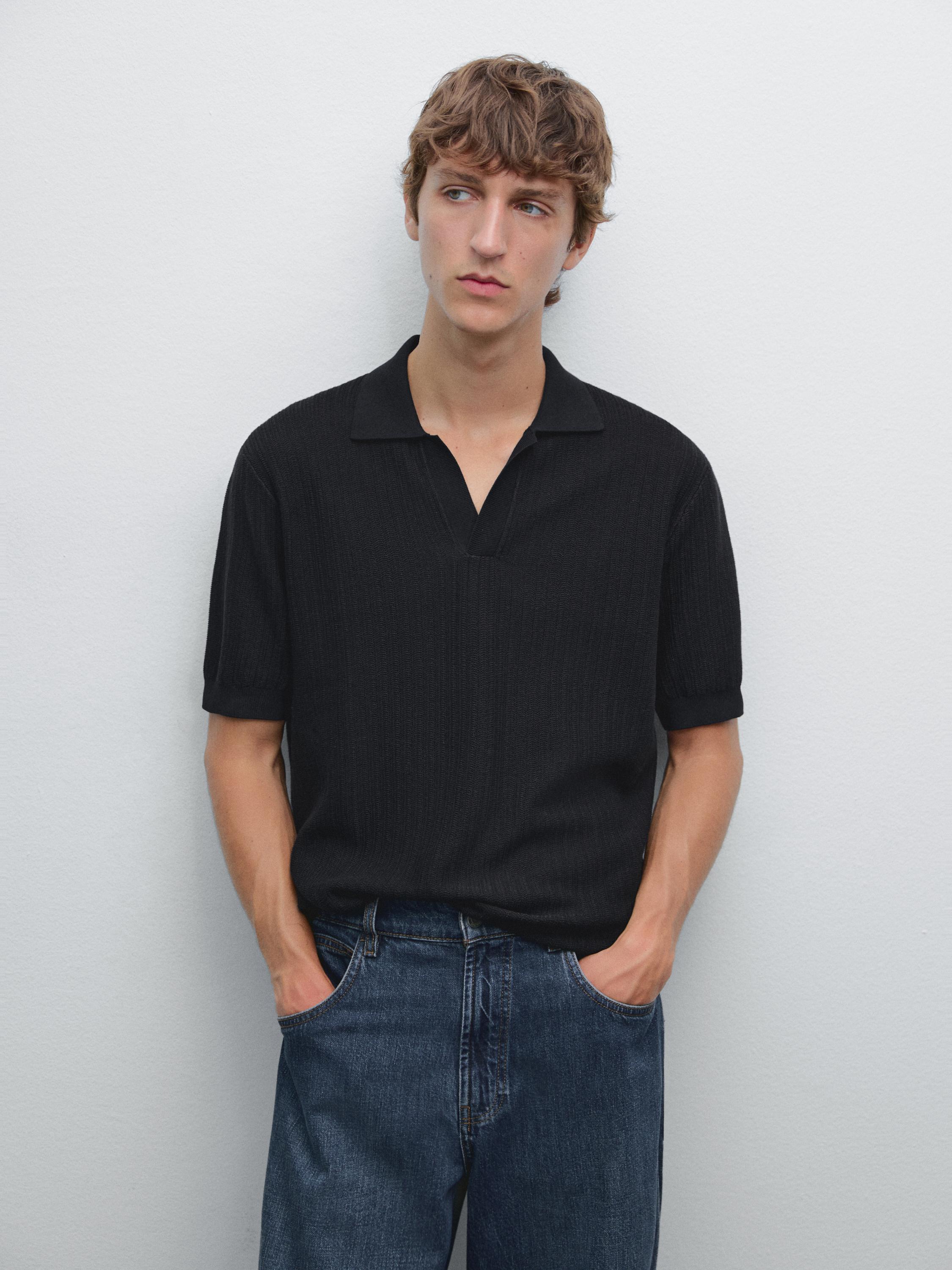 Polo manches courtes maille jacquard