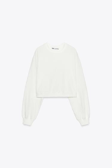 SUDADERA CROP - Blanco roto de Zara