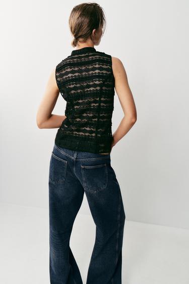 TOP EN DENTELLE À BRANDEBOURGS - Noir de Zara - Image 7