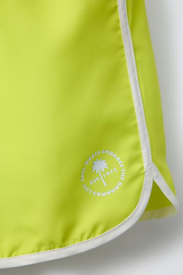 6-14 YEARS/ PALM TREE PRINT SWIM SHORTS - Fluorescent lime by Zara - Image 3