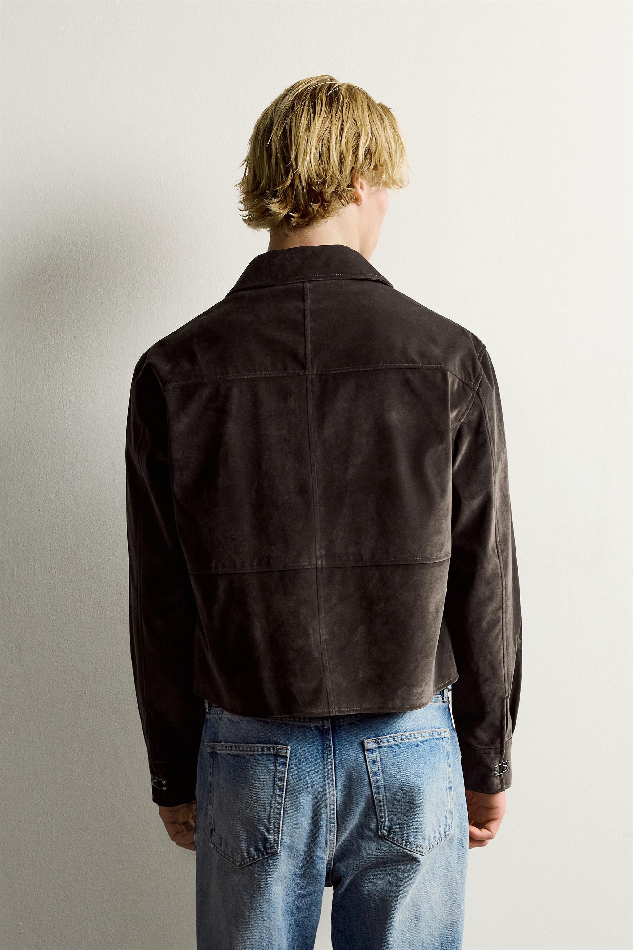 CROPPED FAUX LEATHER JACKET WITH HOOKS