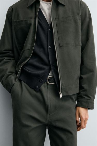 TEXTURED CANVAS TROUSERS - Dark khaki by Zara - Image 4
