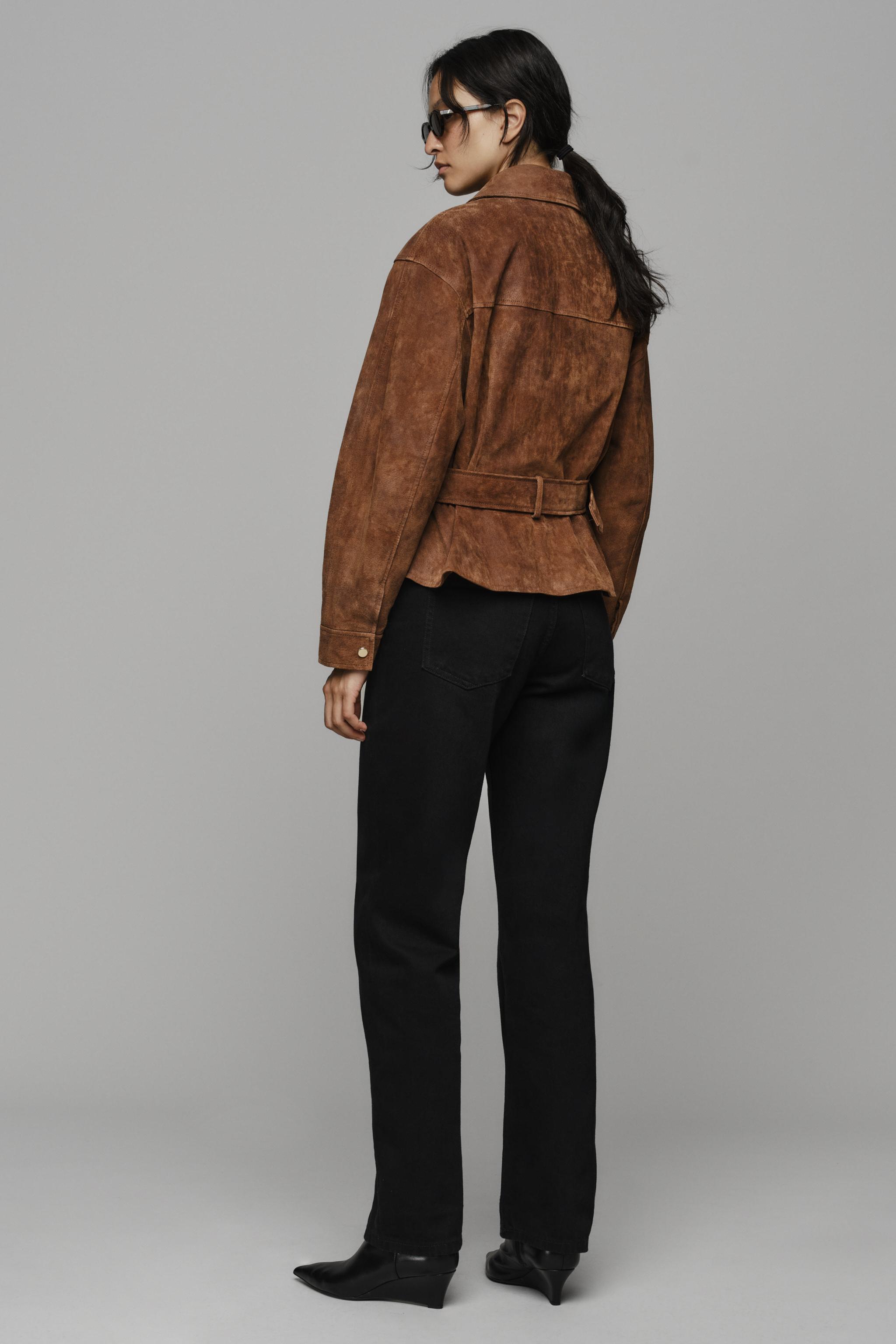 100% LEATHER BELTED JACKET
