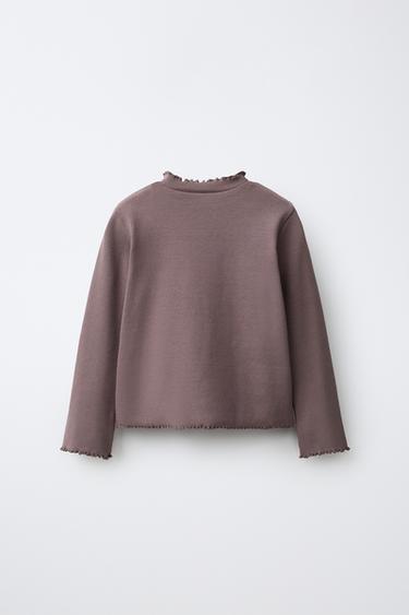 EMBROIDERED RIBBED T-SHIRT — Eggplant 2